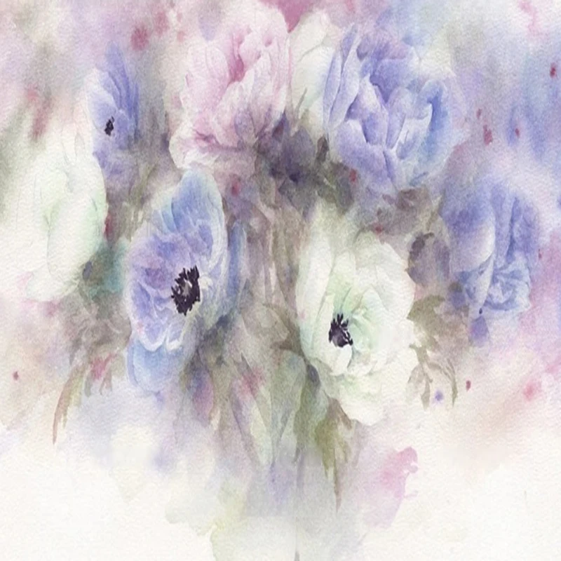 

MU8710 Ручная роспись Красивый фиолетовый цветок на заказ акварельный ТВ фон стена для украшения свадебной комнаты домашний декор Жизнь