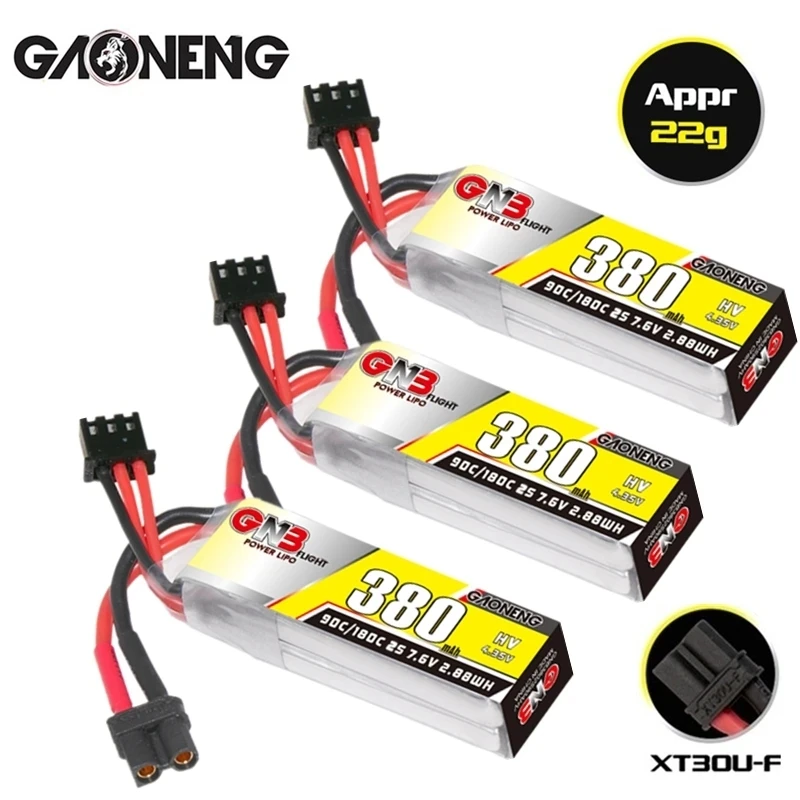 GNB HV 2s 7.6v 380mAh 90c/180c Lipo Battery For RC Cars Boats RC Helicopter Quadcopter FPV Racing Drone Spare Parts 2s Battery