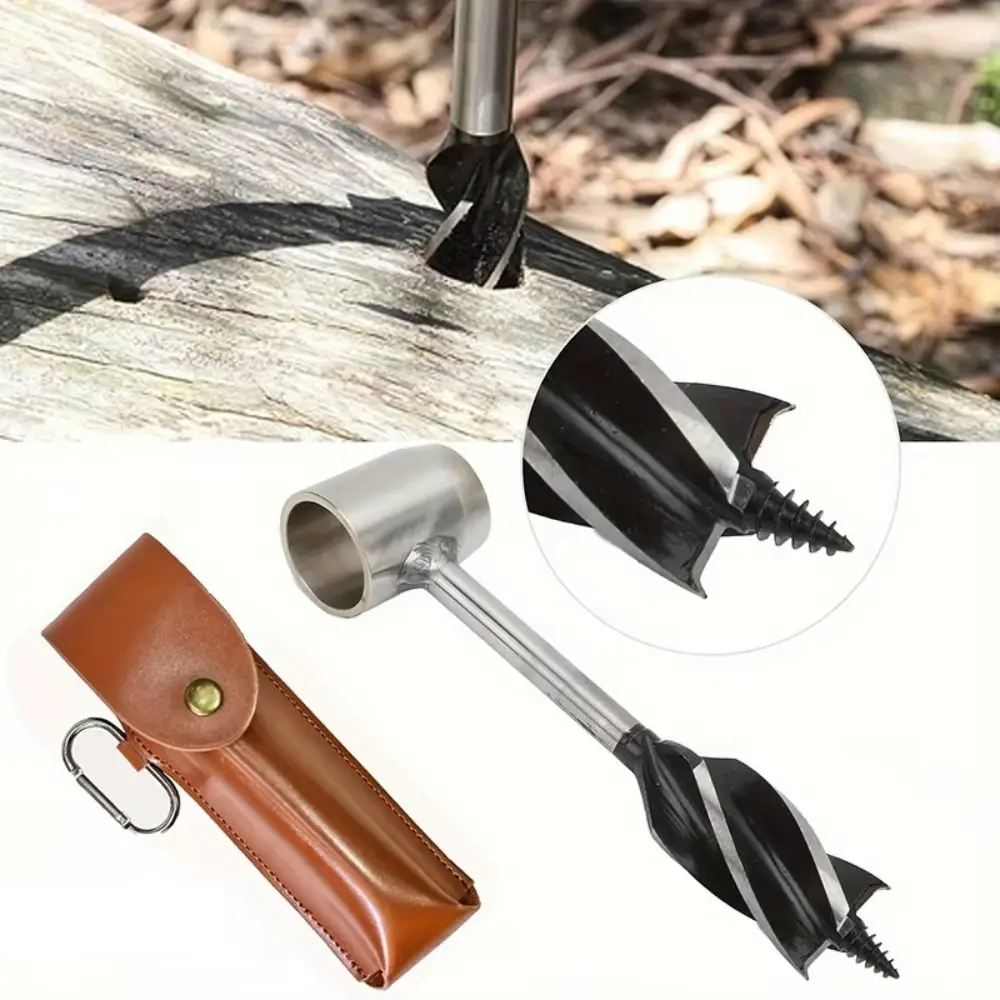 

Sharp Design Wood Drill Brown Leather Pouch Durable Case Hand Auger Wrench Protective Sleeve Leather Drill Bit Case