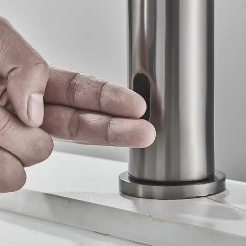 Lyxig grå smart sensor badrumsblandare automatisk avkänning kran däckmonterad kallvattenblandare tvättkar carne 11 best sales smart kran - №8