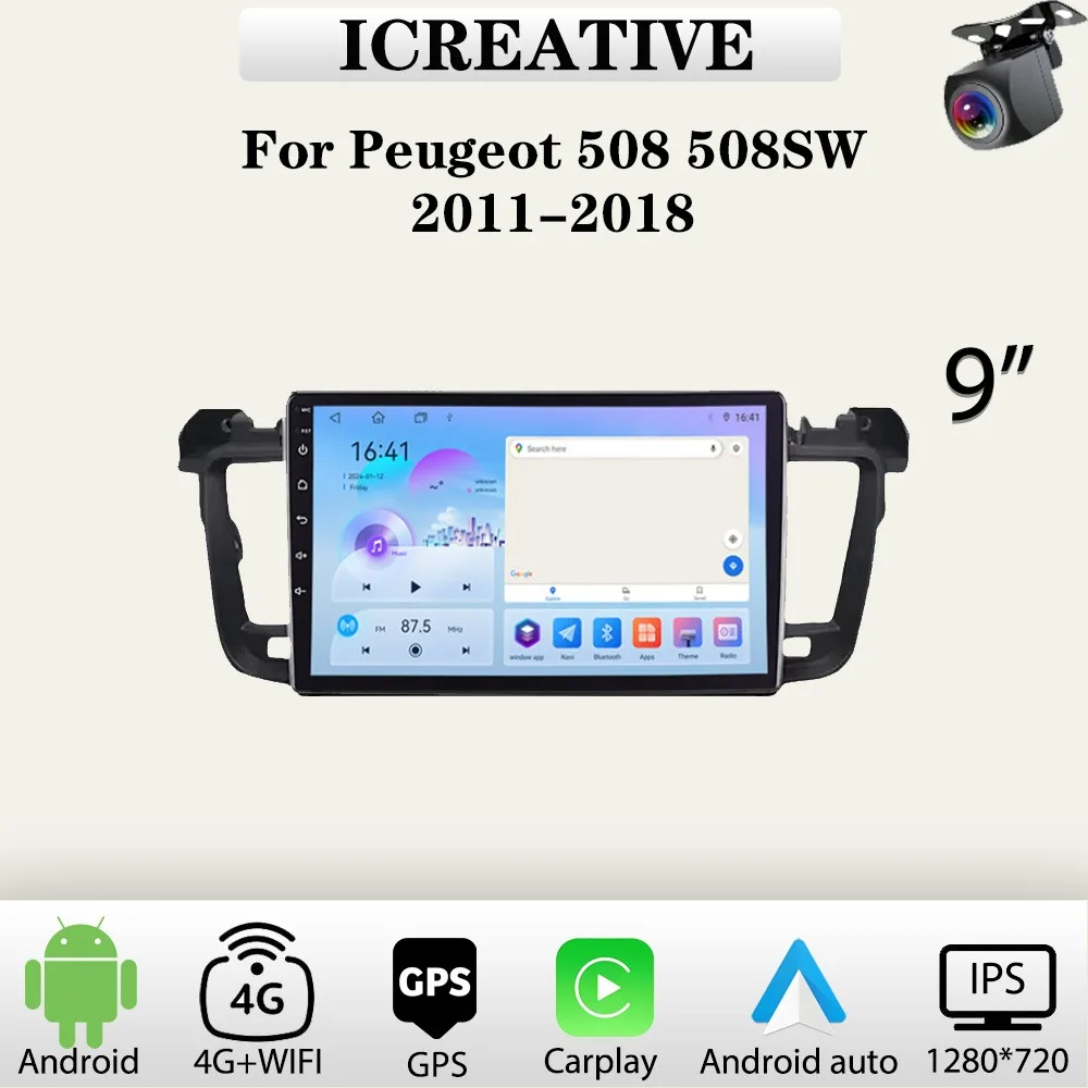 

Car Radio for Peugeot 508 508SW 2011-2018 Carplay Multimedia Player 2din Stereo Autoaudio Android Head Unit 9inch Navigation GPS