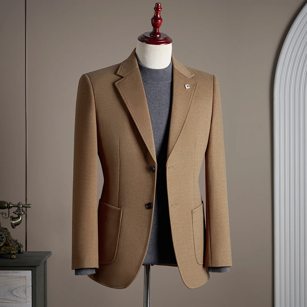 

High-quality, fashionable and stylish thickened Waffle suit jacket for men's business casual suits, plus-size men's wear