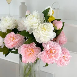3 Heads Artificial Double Petaled Peony Flowers for Home Decoration Wedding Road Guide Photography Prop Decoration