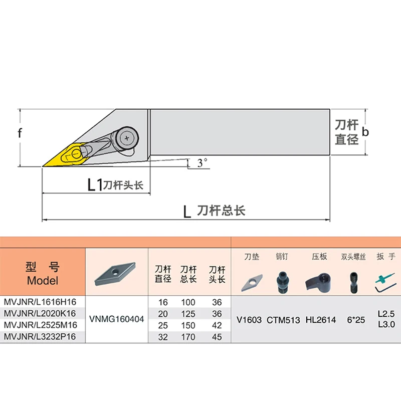 1PCS MVJNR1616H16 MVJNR2020K16 MVJNR2525M16 MVJNR MVJNL CNC Lathe Cutter External Turning Tools Holder For VNMG Lathe Inserts