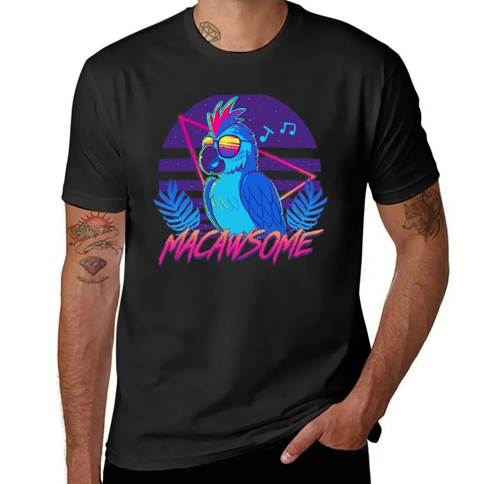 

Macawsome T-Shirt sweat graphics blacks boys whites men clothing 2025 new model
