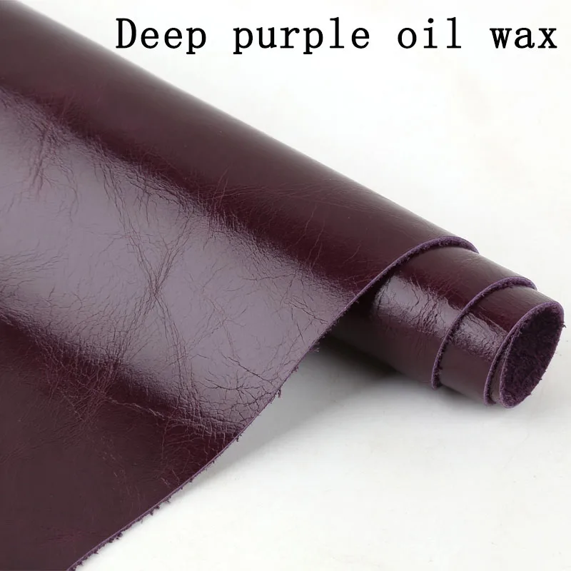 Capa superior de cuero de vaca con cera de aceite de color morado oscuro, cuero genuino, tejido liso retro, asiento para cabecera de sofá, tela de cuero reacondicionada