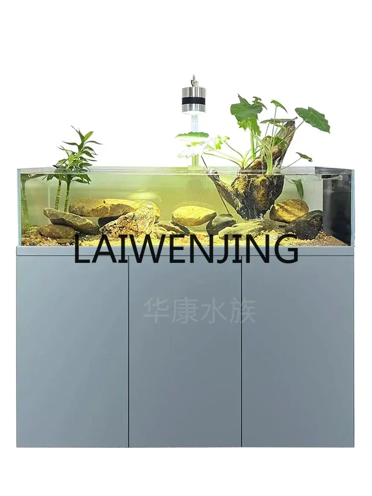 Fish tank living room ultra-white glass stream tank home creative landscaping South American original ecological tank