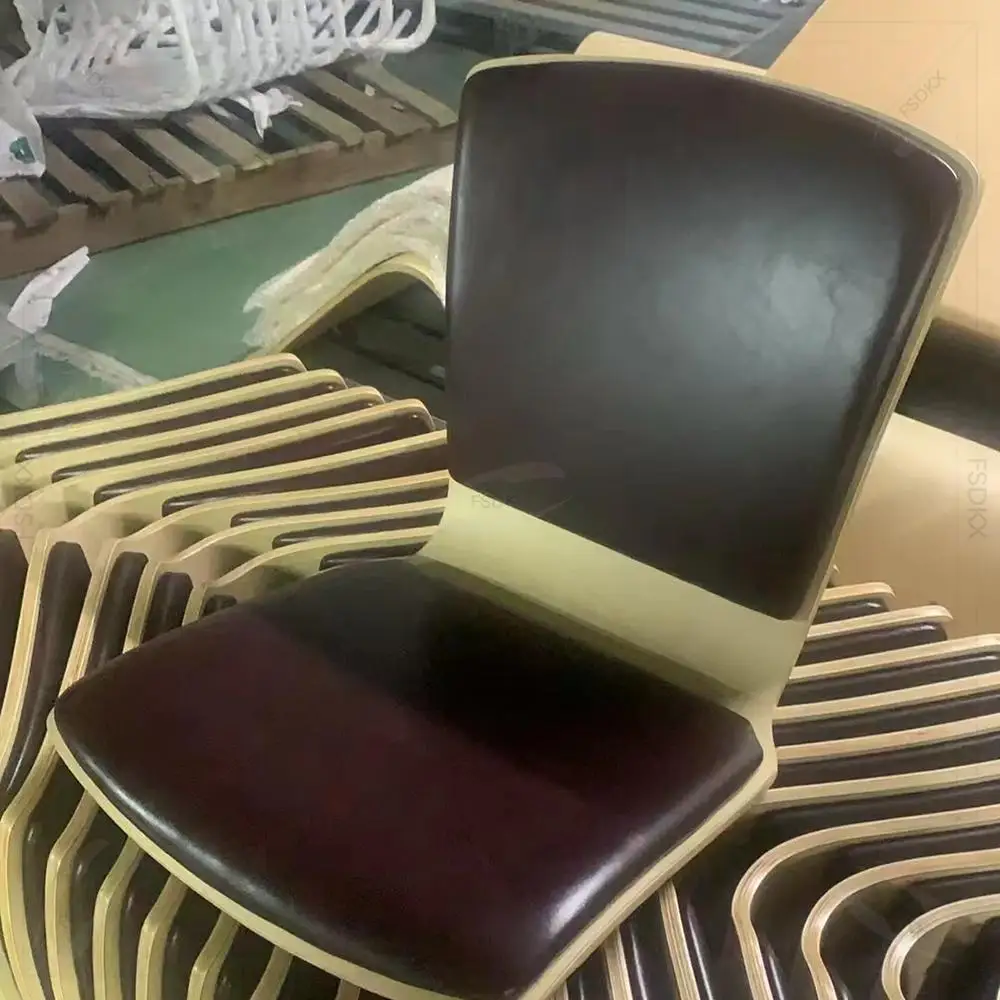 Nordic Rattan Chair Leather Seat Chair Stainless Steel Frame Dining Chair for Restaurant Use