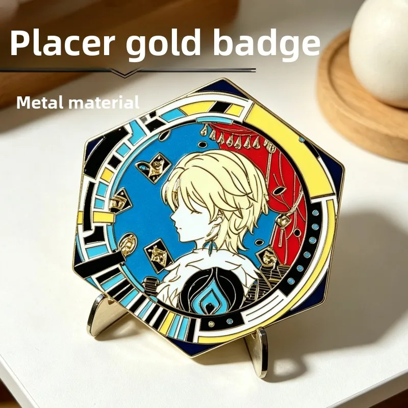 Aventurine Hexagon Enamel Pin Badge, Honkai Star Rail Fanart Metal Lapel Brooch for Backpack, Collectible Gift