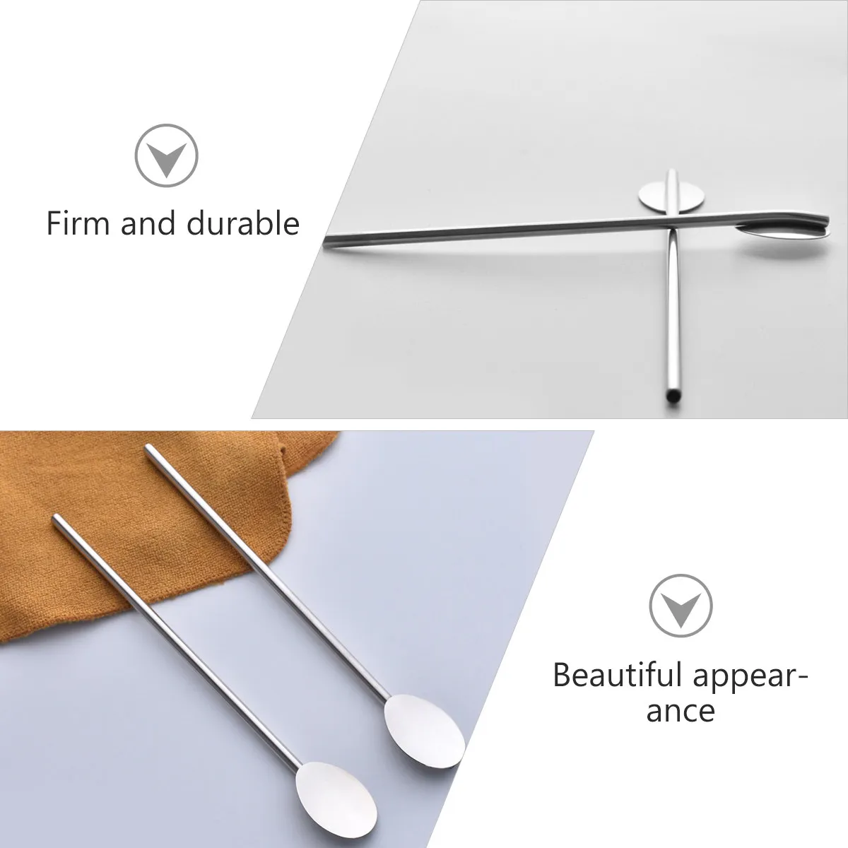 Stainless Steel Cocktail Stirrer Set 4pcs with Spherical Head & Long Handle for Bar, Coffee, Tea, Honey Mixing