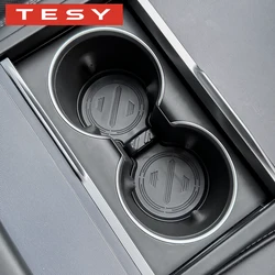 TESY For Tesla Model Y Juniper 2025 Launch Model 3 highland 2024 Water Cup Mat Coasters Slots Non-Slip Mat Waterproof Drink Pad