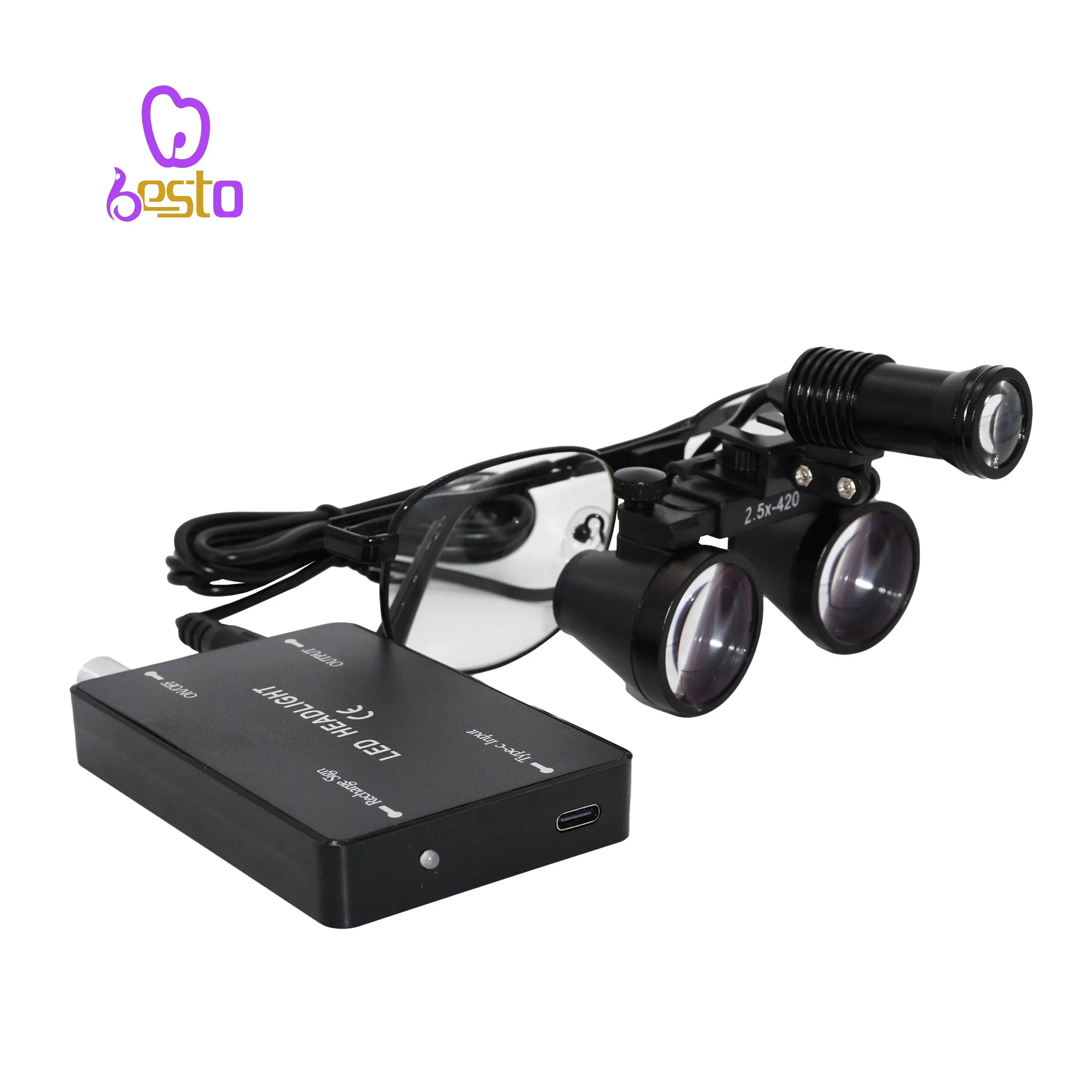 

2.5X LED Metal Frame Magnifying Glasses Headlight Surgical Dentists Lamp den tal Loupes