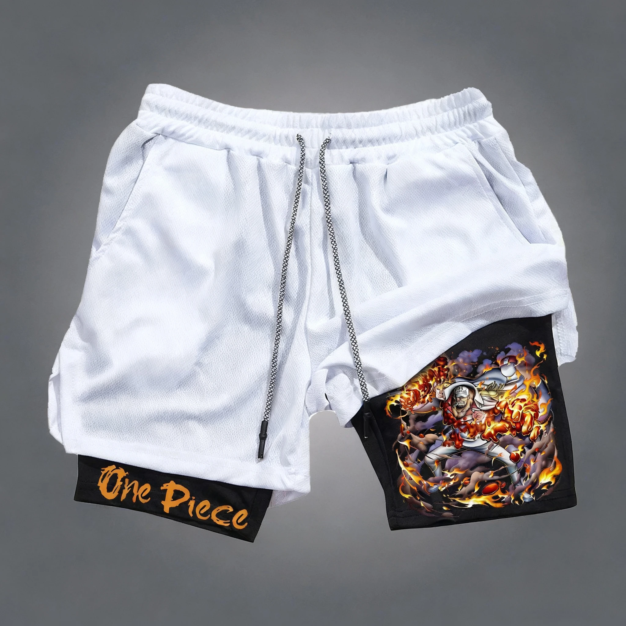 

Цельные двухслойные шорты с периферийным принтом аниме Луффи — американские летние мужские повседневные свободные, спортивные и дышащие брюки