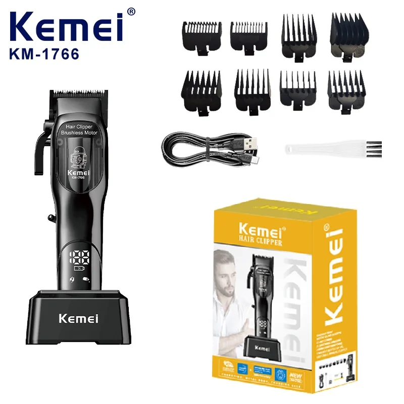 KEMEI km-1766 Private Label Hair Trimmer Usb Pro Barber Machine Bldc Hair Trimmer With Charging Base