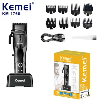 KEMEI km-1766 Tagliacapelli per etichette private Usb Pro Barber Machine Tagliacapelli Bldc con base di ricarica