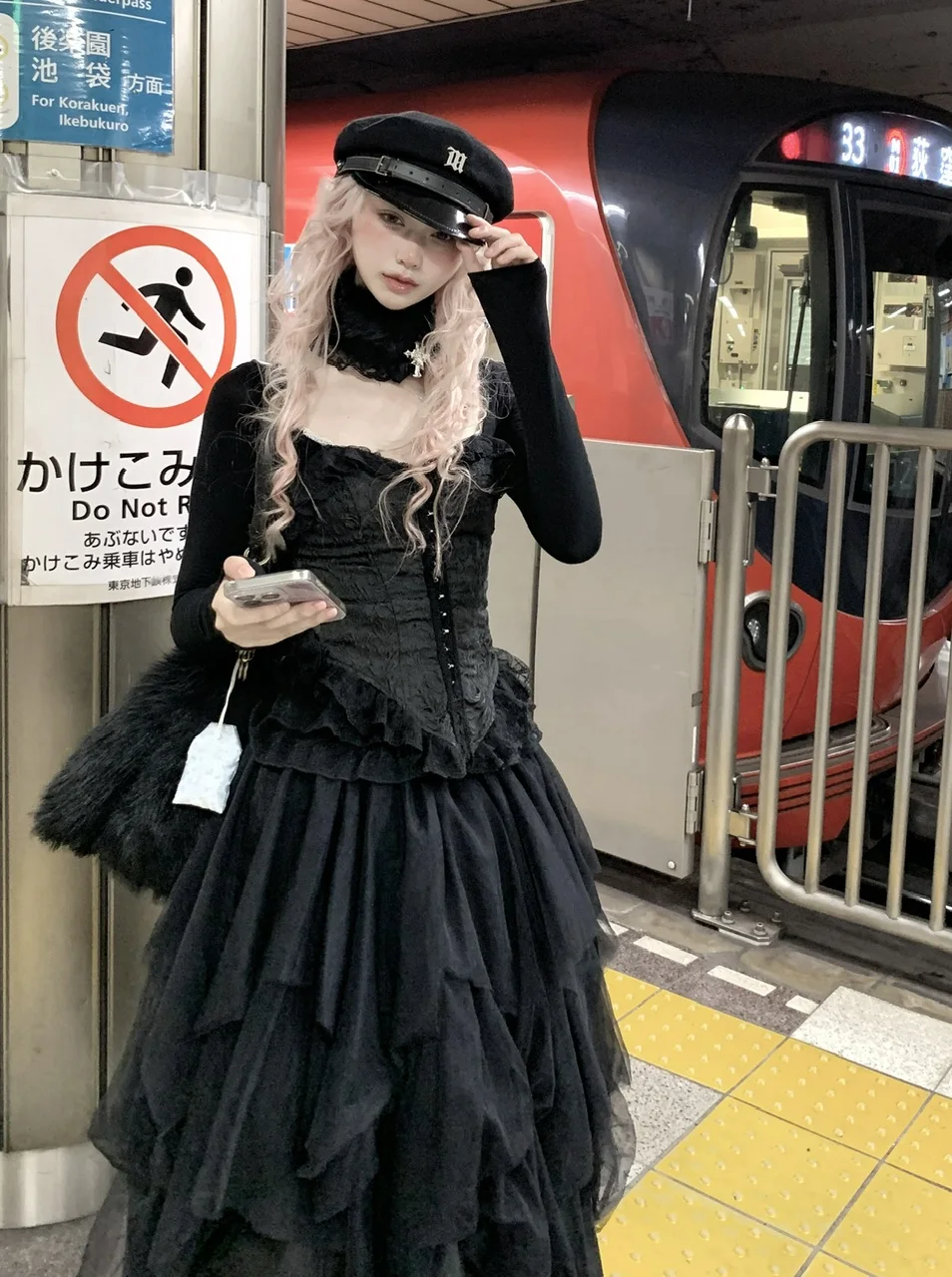 Original Design Klassische Gothic Spitze Patch Schlank Sexy Top Langarm Spitze-up Punk Low Breasted Shirt Frühling Herbst