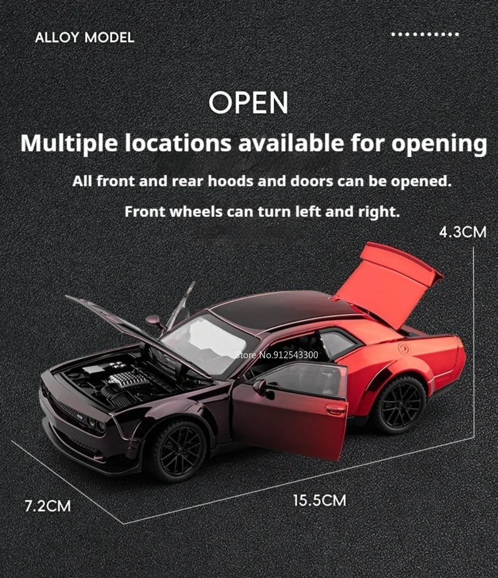 1:32 Maßstab Hellcat Charger Sportwagen-Modell Spielzeug mit Stoßdämpfung, Musik und Licht Supercar-Modelle aus Legierung Druckguss-Spielzeuge Sammlerstück – Detail 9