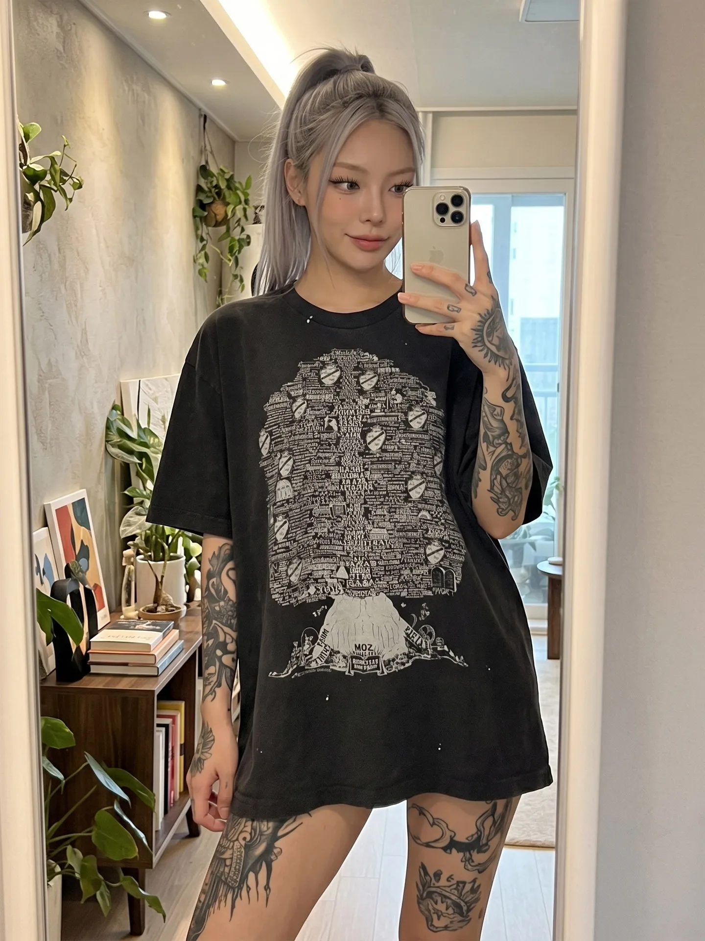 Yao Fashion Kanye West Hip Hop Wisdom Tree Washed Retro Loose Vintage Short-sleeved T-shirt Tide Ins