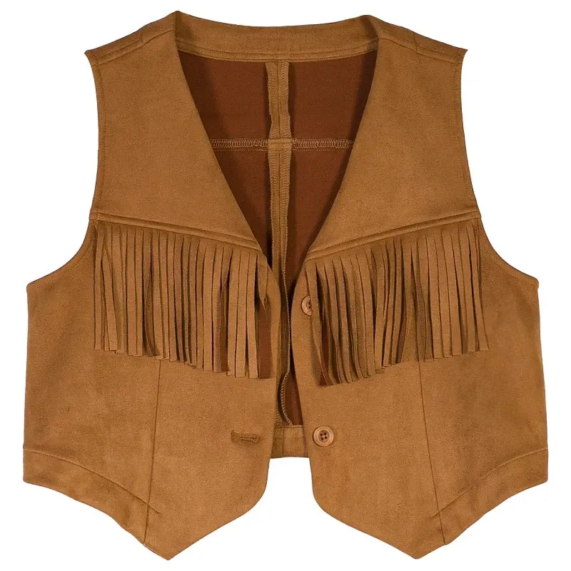 

Tassel Bohemian Style Women's Vest 2024 New Summer Autumn High-End Suede Short Fashion Waistcoat Tops Female Cardigan Jacket