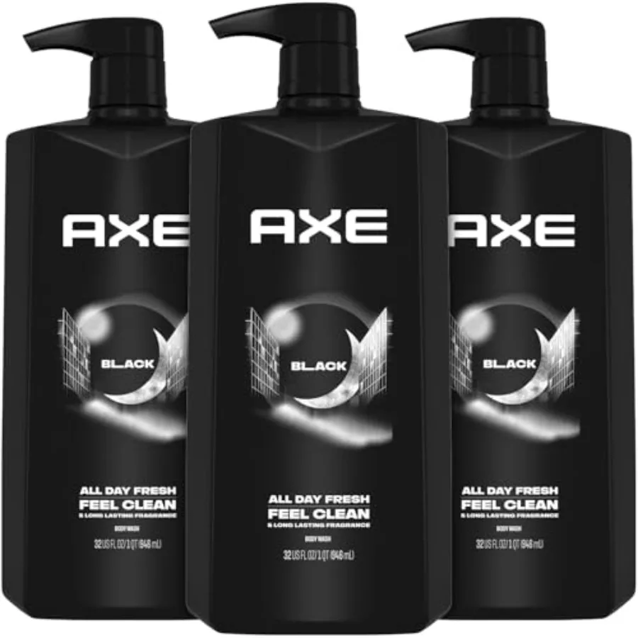 

Men's Body Wash, Black, 3-Pack 3-in-1 Body, Face and Hair Wash, Frozen Pear and Cedarwood Scent, 33.8 Oz Ea