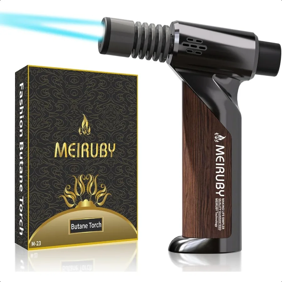 

Butane Torch Lighter with Adjustable Jet Flame and Safety Lock Refillable Portable Culinary Blow Torch for Kitchen Cooking Baki