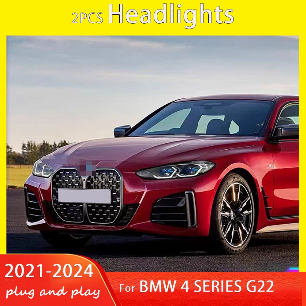 

Фары для BMW 4 серии G22 G82 Светодиодные фары 2021-2024 Фары DRL Указатель поворота Дальнего света Лазерный угловой проектор для глаз