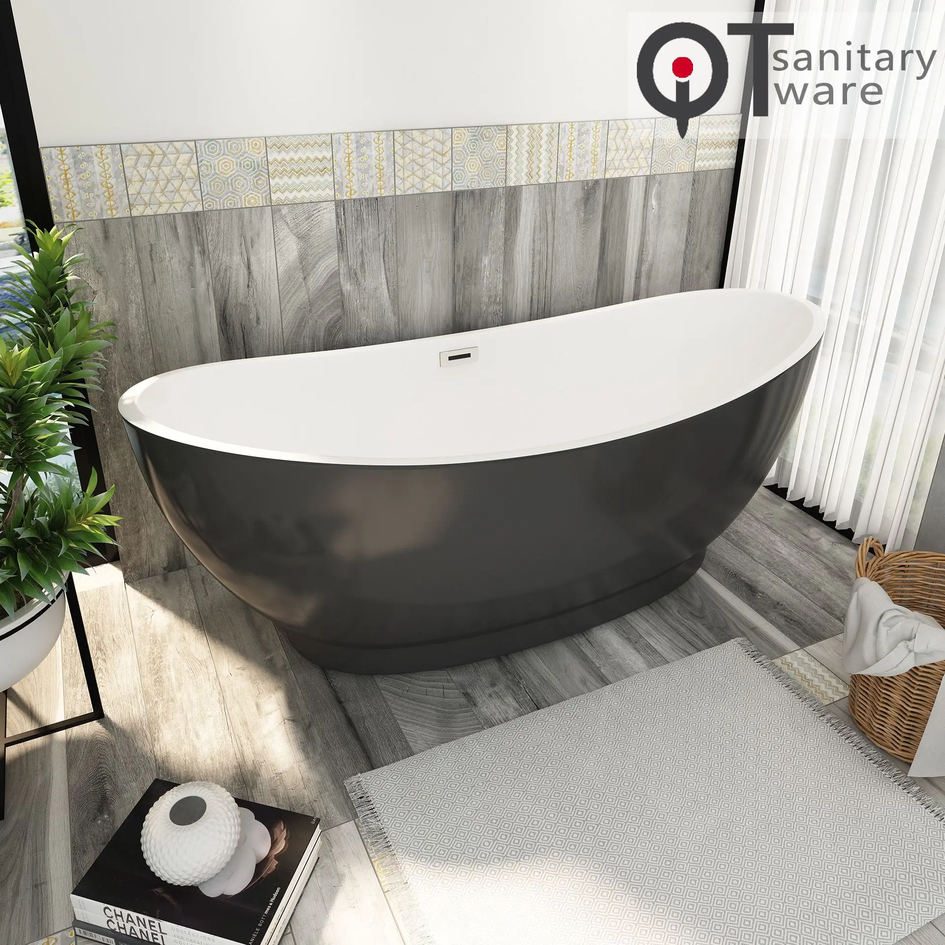 European simple full skirt thin edge acrylic bathtub, Foshan manufacturers wholesale QT-006