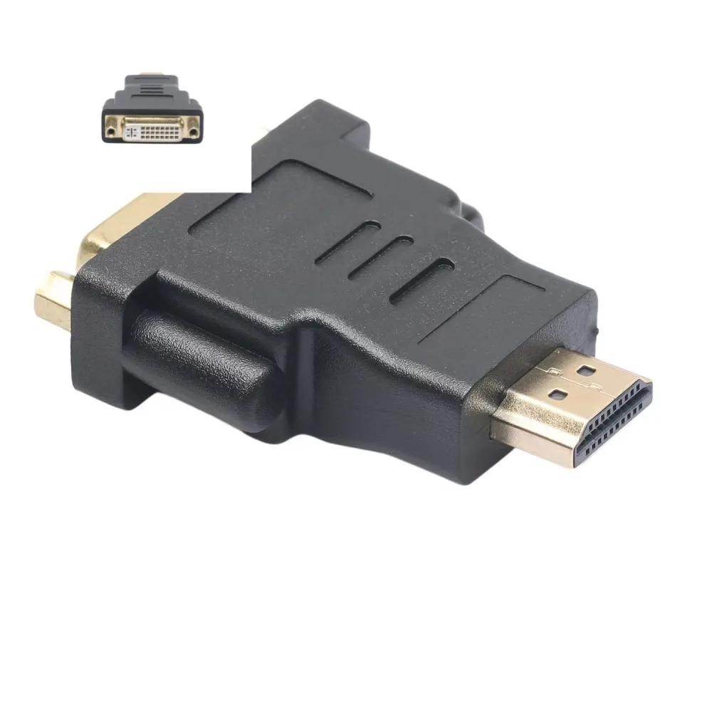 

1Pcs Black Gold Plated Head DVI24+5 Female Compatible Adapter Converter to HDMI Male Computer Monitor Video Cable Connector