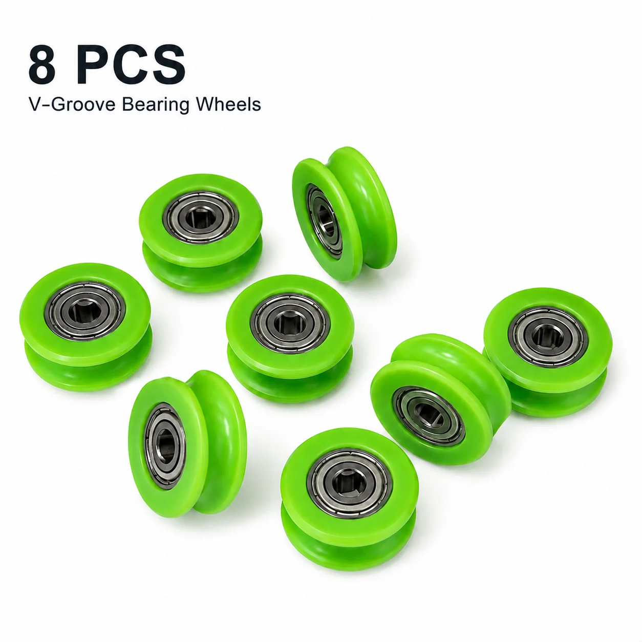 8Pcs V‑Groove Bearing Wheels Nylon Pulley Rollers for Sliding Door Window Track Guide Replacement Parts