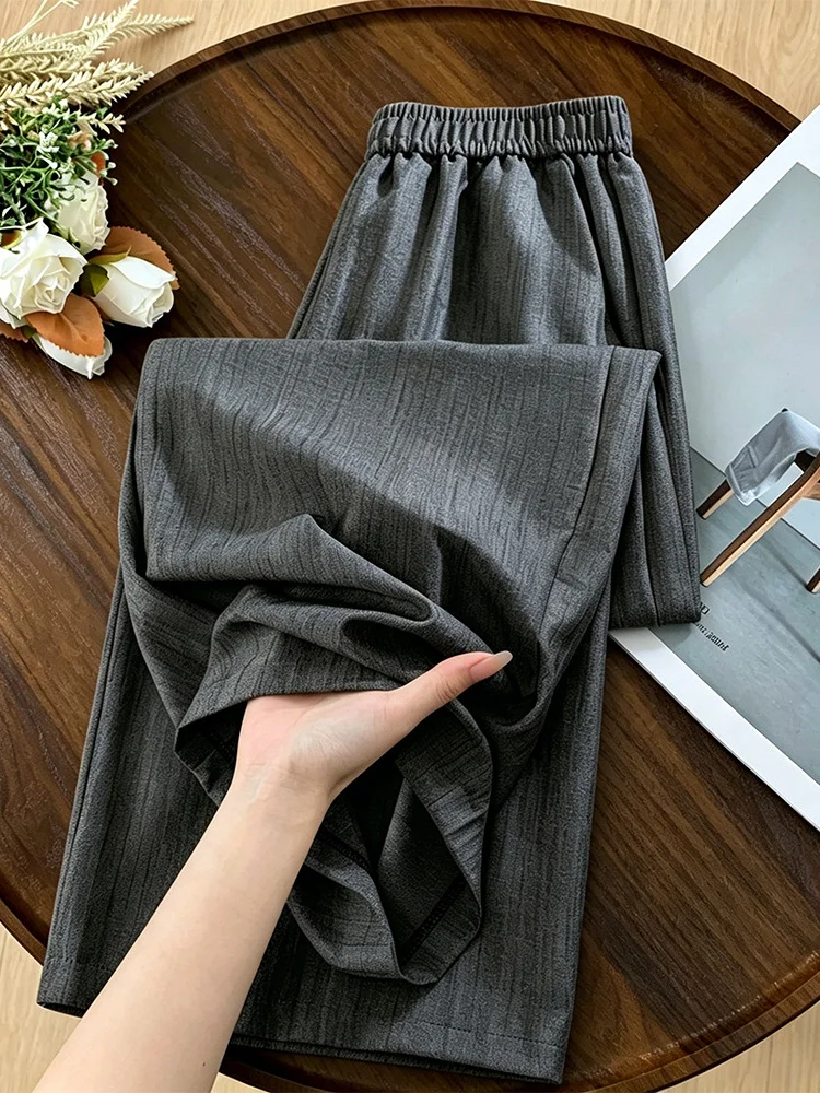 

Summer New Casual Cotton Linen Wide Leg Pants Loose plus Size Women's High Waist Straight Cut Trousers Comfortable Breathable