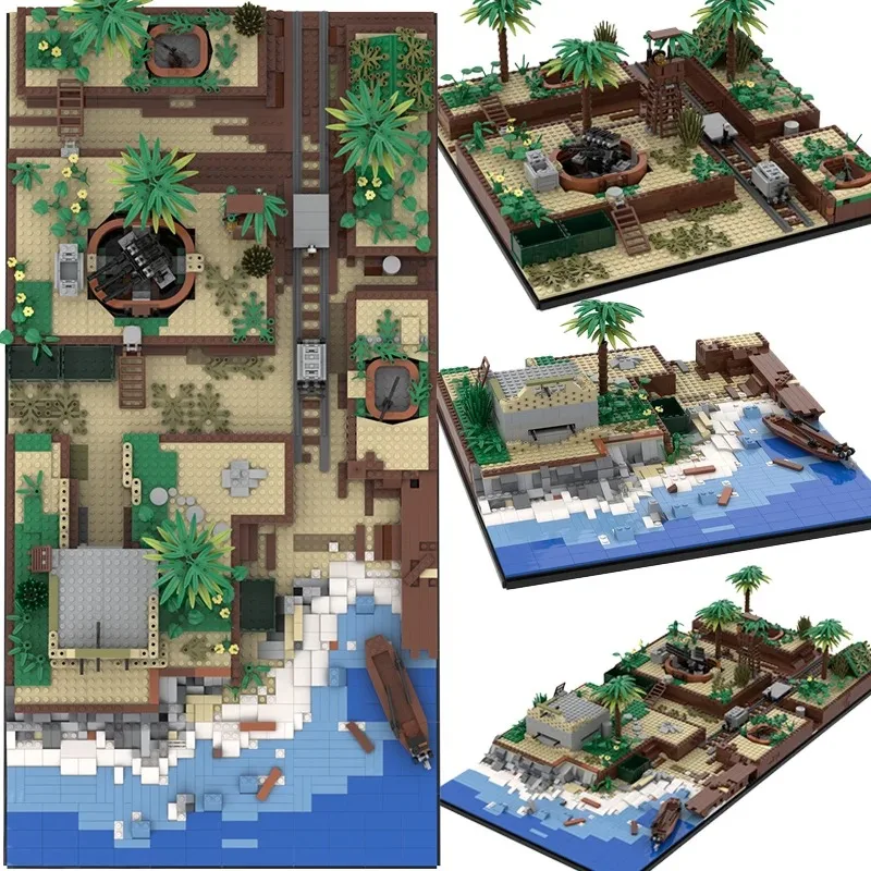 

MOC WW2 Battlefield Brick Trench Mode Строительный блок Совместимая фигурка Военная битва Пляжная граbbing Посадочные боеви Игрушка для сцены