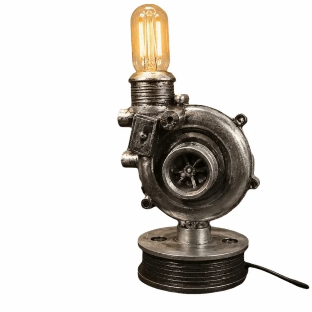 Resin Steampunk Lamp Engine Model Steampunk Decor Turbine Lamp Industrial Ornament Retro Night Light Vintage Desk Lamp