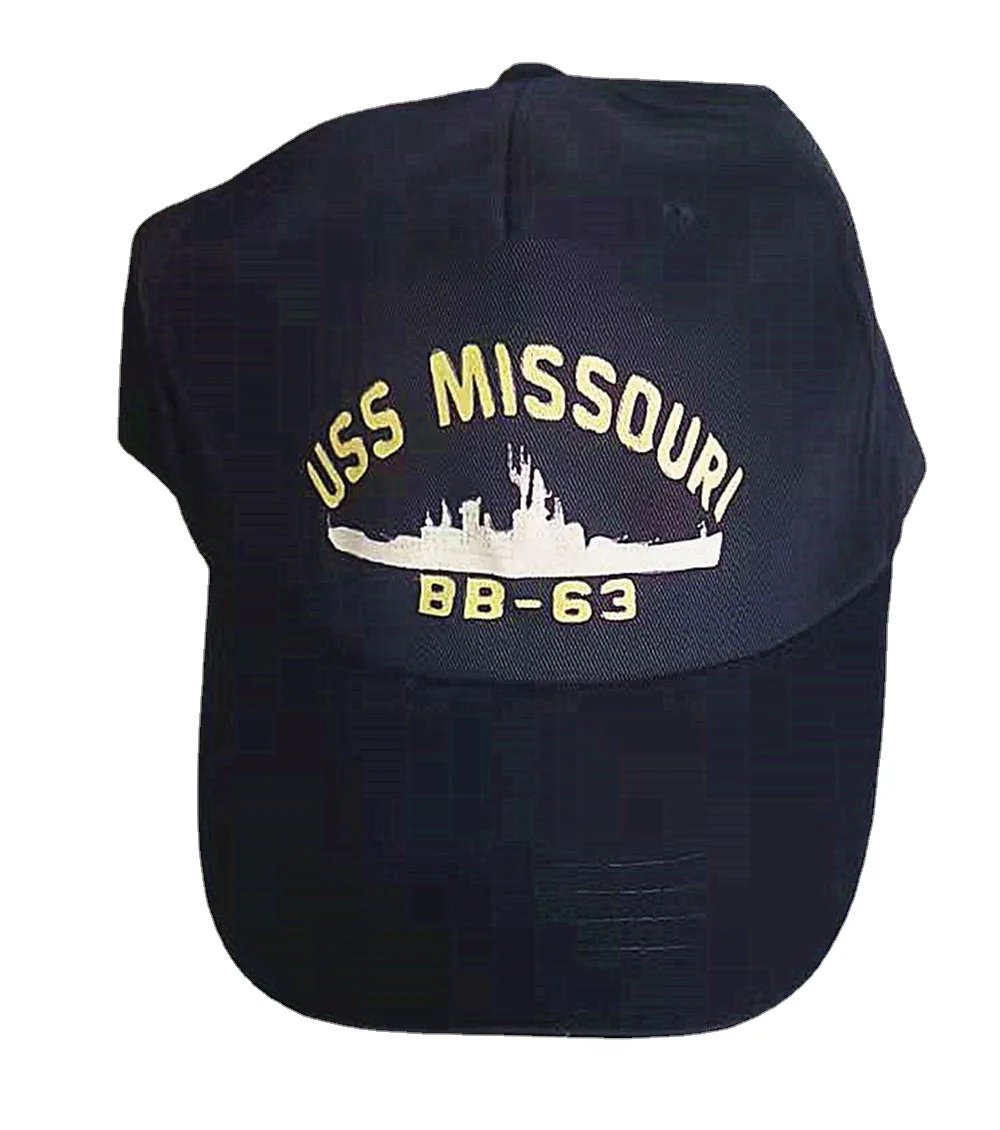 

Printed Naval Blue USS Missouri BB-63 Printed Baseball hat cap Adjustable Snapback