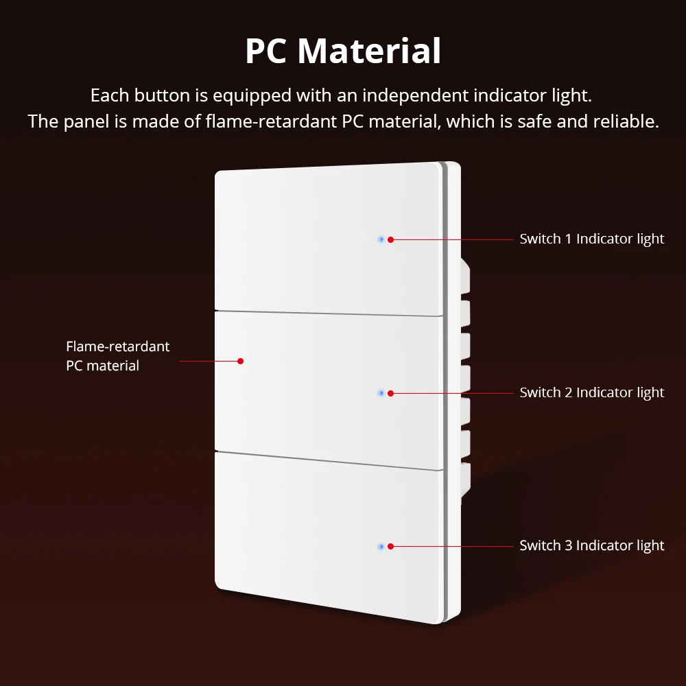 Zemismart Matter Over WiFi 1 2 3 4 6 Gang PC Smart Wall Light Switch with Neutral Work with Homekit SmartThings Google Home