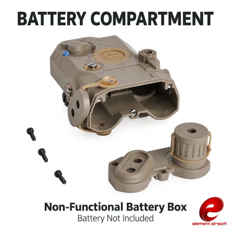 Element EX403 PEQ-15 Airsoft External Battery Box Dummy Case MIL-STD-1913 Picatinny Rail No Laser Function Battery Not Included
