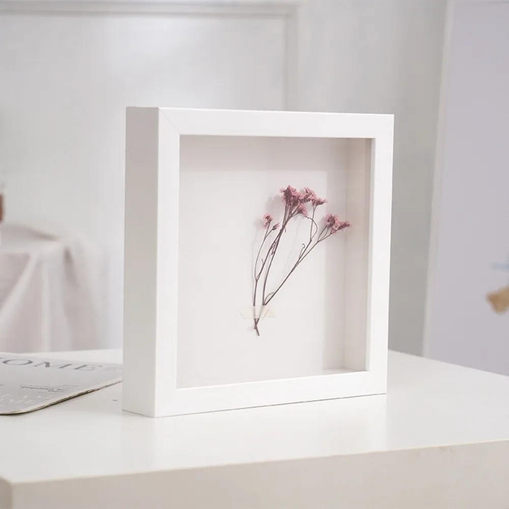 Wooden 3D Picture Frames Handmade Depth 3cm DIY Photo Frame Square 6/8/10in Specimen Display Box Rack for Dried Flower