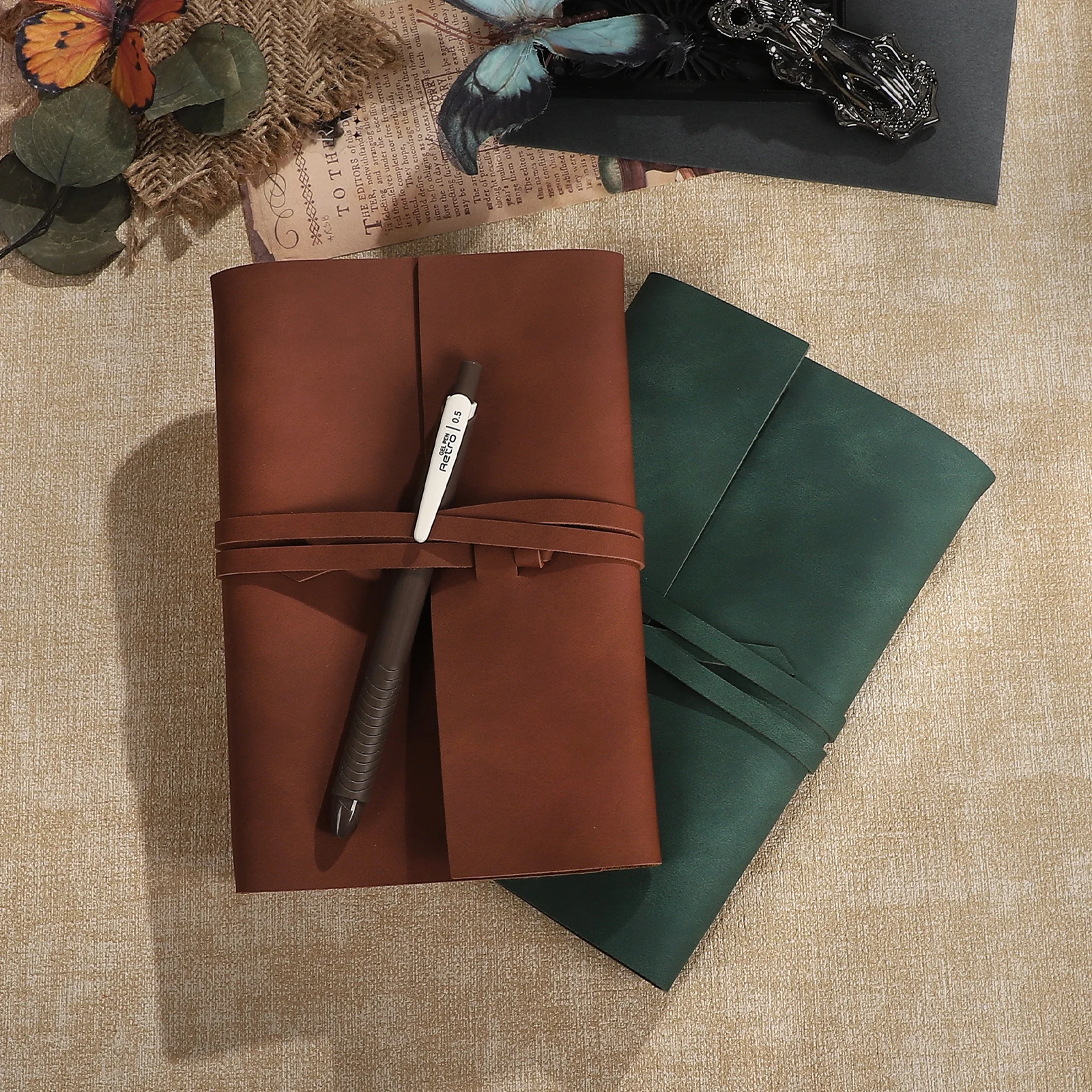 A6 Vintage PU Leather Strap Loose-leaf Notebook Creative DIY Journal Material Collage Student Supplies Stationery - view 4