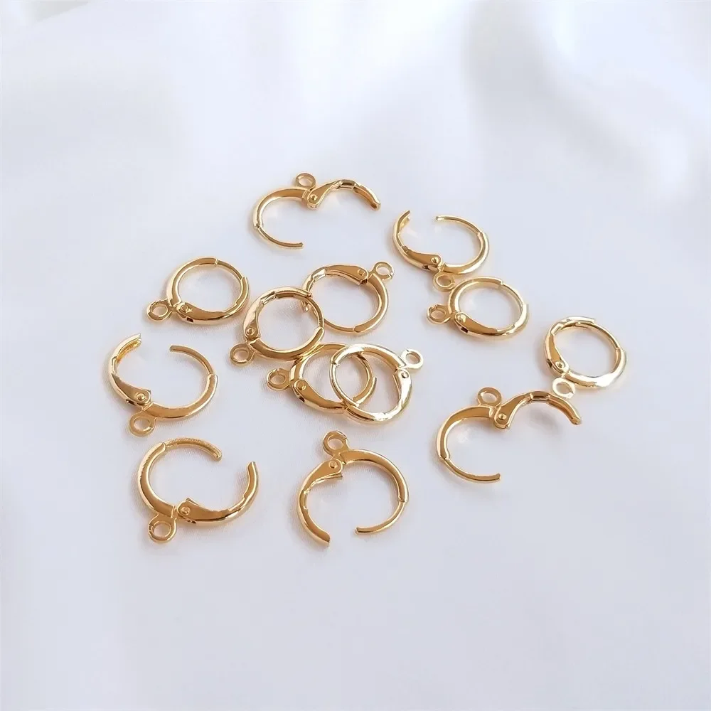 14K Gold-plated Round Ear Clip European Ear Buckle Diy Popular Hand-made Ear Accessories Materials in Europe and America E006