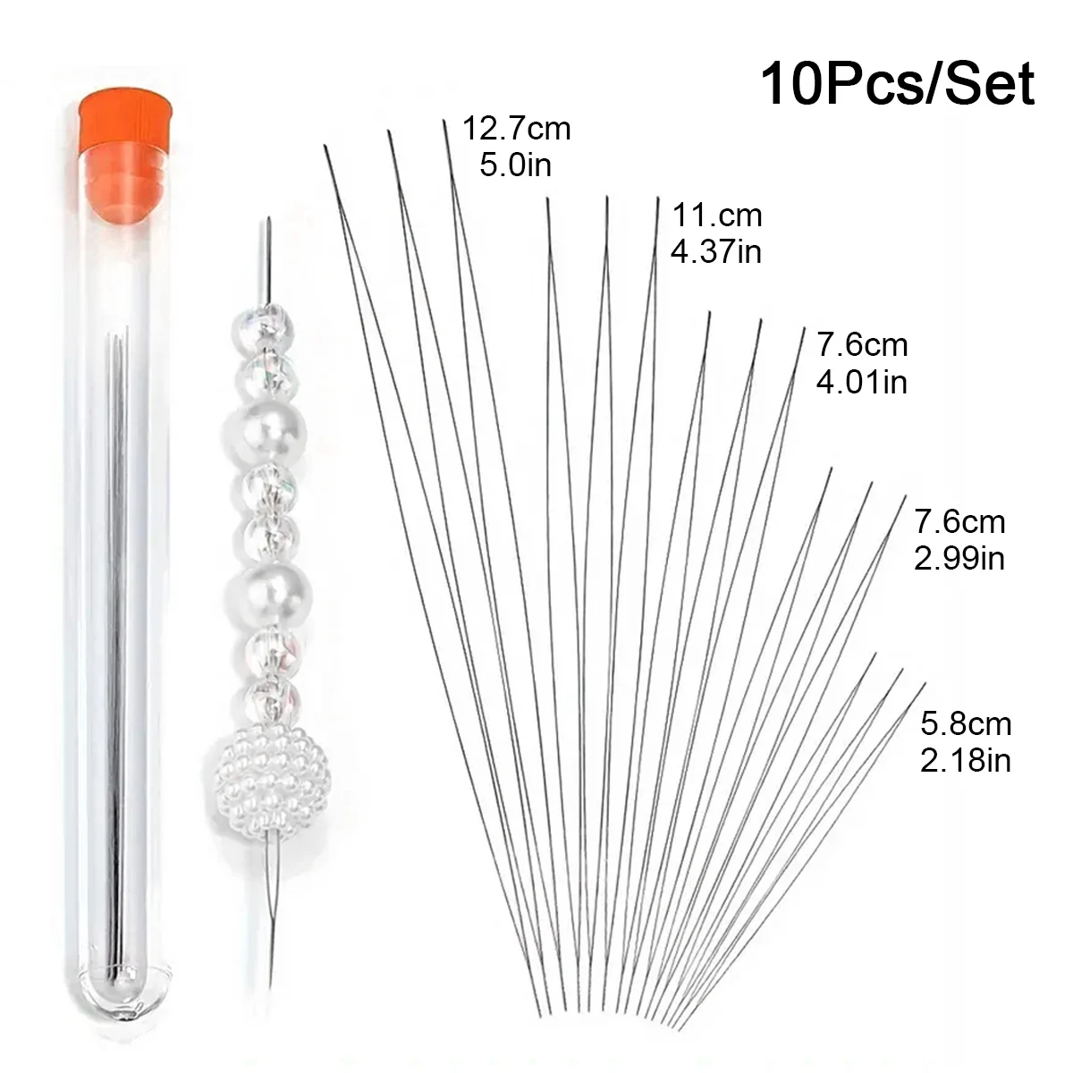 DIY 수제 비즈 도구 쥬얼리 액세서리, 오픈 바늘 및 비즈 바늘, 5 가지 크기 중 각 2 개, 10 개의 오픈 바늘 한 상자 