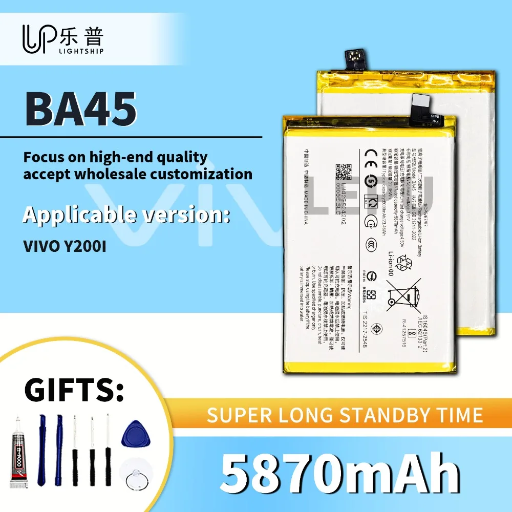 

Replacement Battery BA45 5870mAh for VIVO Y200I New Original Battery with Free Tool Kits VIVO Y200I 5870mAh Phone Battery BA45