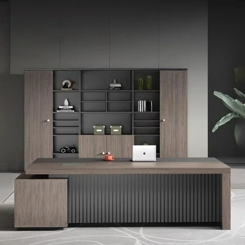 

Modern Light Luxury Supervisor Boss Manager Executive Office Desk With Storage Luxury L Shaped Computer Desks Filing Cabinet