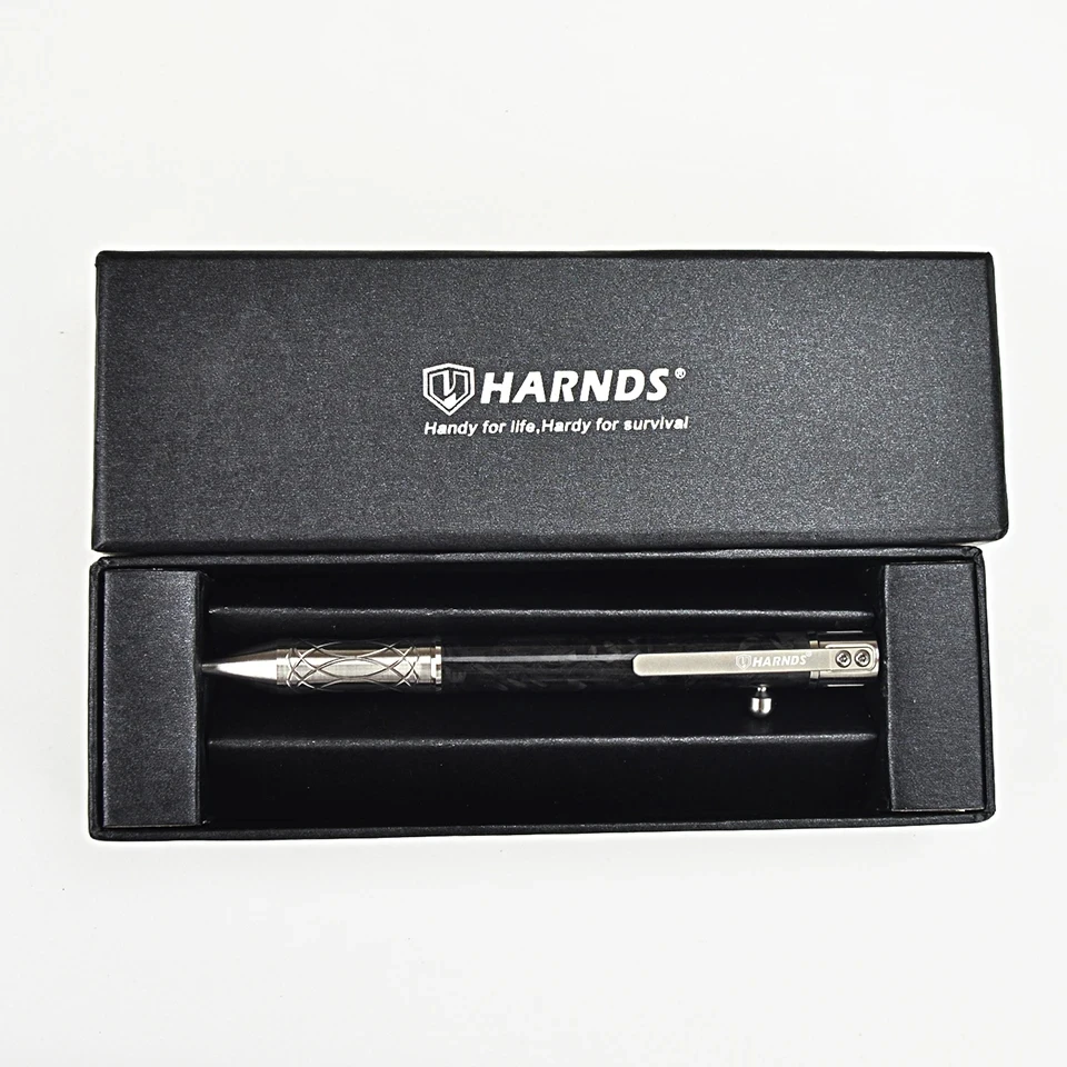 HARNDS Prime EDC Mini Sized Pocket Pen Titanium Alloy TC4 Carbon Fiber Bolt Action Rollerball Pen with Fisher Space Pen Refill