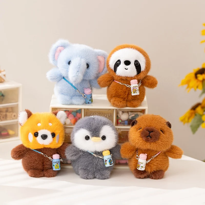 12cm Animal Plush Pendant Companion Doll - Capybara Elephant Sloth Penguin Stuffed Animal Soft Toy for Kids Gift
