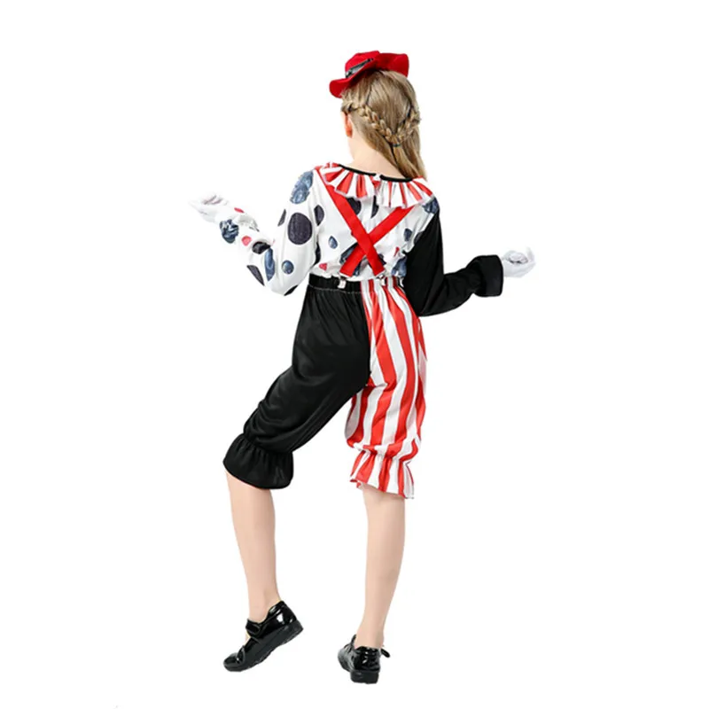 Costume da Clown per film per bambini per ragazzo ragazza divertente vestito da spettacolo Cosplay uniforme da mago del circo costumi da festa di Halloween