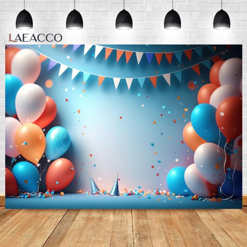 Colorful Balloon Photography Backdrops Boy Girl One Year Birthday Party Decor Children Family Portrait Backgrounds Studio Props