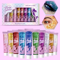 10 Pièces de Gel Pailleté pour le Corps, Cosmétiques Pailletés pour le Visage de Carnaval Adaptés aux Femmes, Paillettes Épaisses et Brillantes pour Cheveux, Accessoires de Carnaval 1