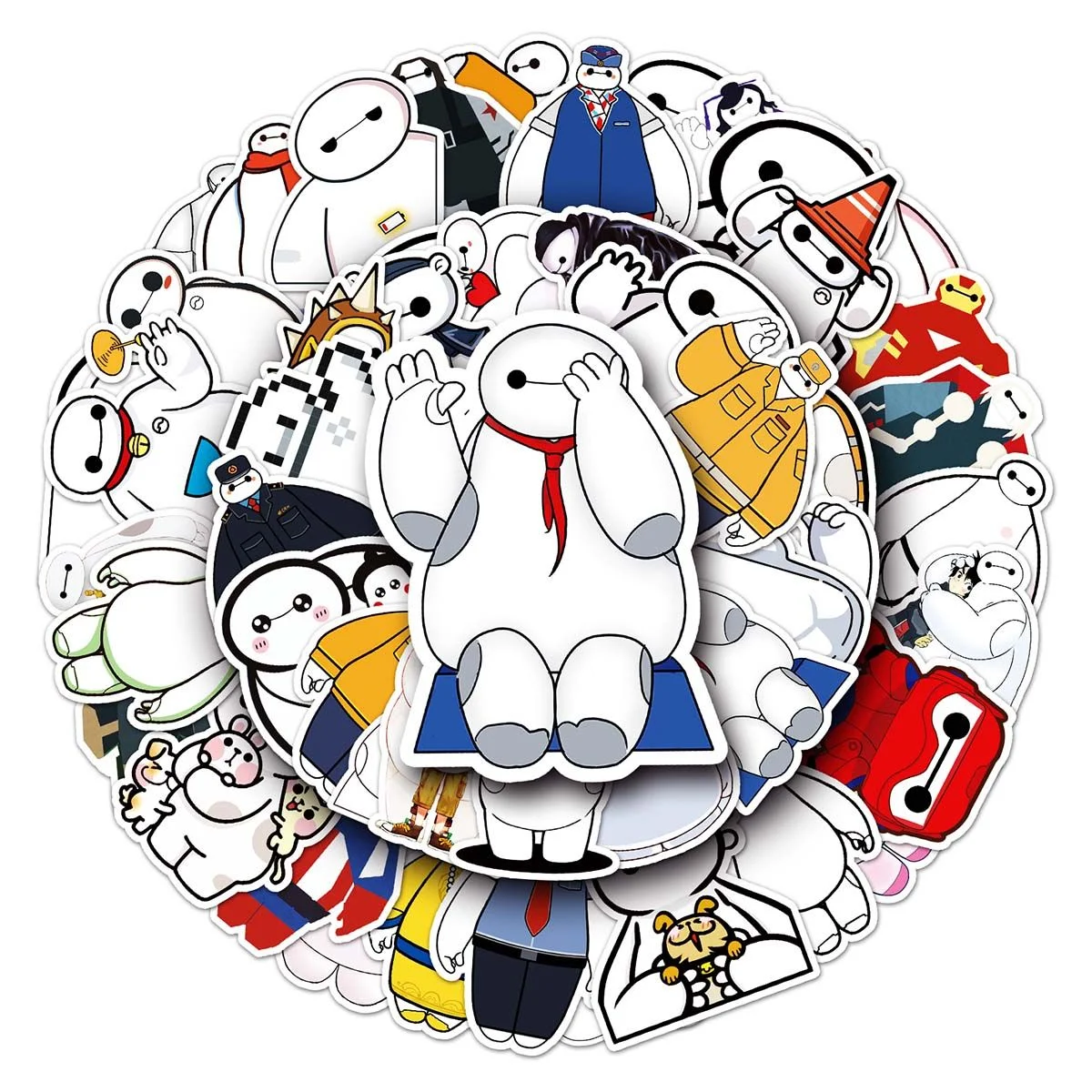 50pcs Disney Movie Big Hero 6 Stickers Kawaii Baymax Graffiti Sticker Phone Water Bottle Luggage Cute Cartoon Anime Decals