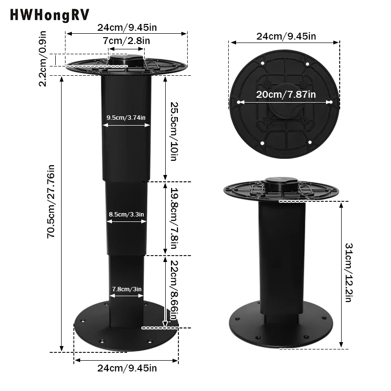 قاعدة طاولة تلسكوبية RV شديدة التحمل مع مصعد غاز، تركيب قاعدة أرجل طاولة من الألومنيوم على شكل تاتامي هوائي قابل للتعديل #2