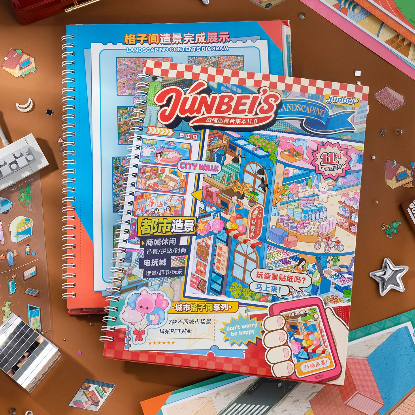 Kawaii Department Store Market 3D arcade Landscape Sticker book DIY Pocket Cabin Scene festival gift