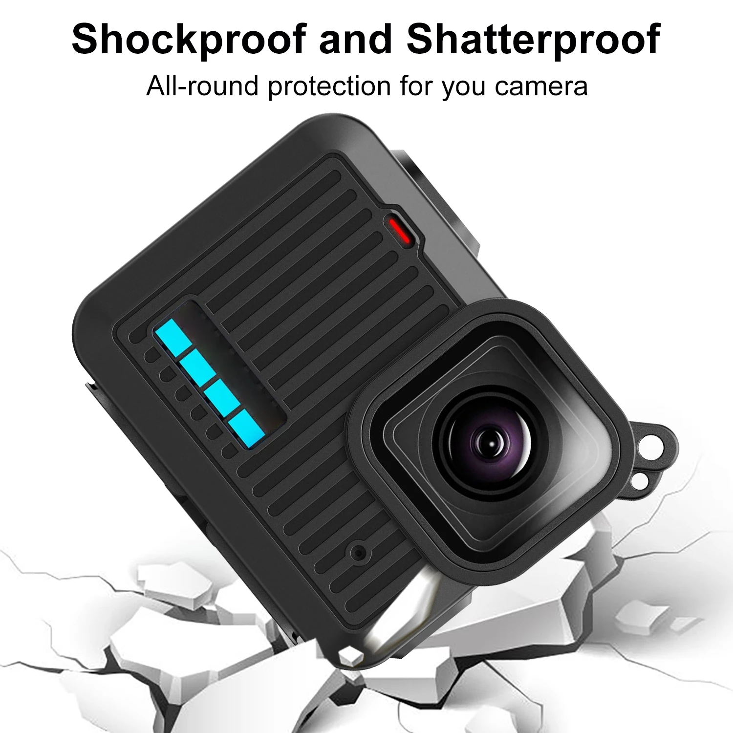 PULUZ อุปกรณ์เสริมสําหรับกล้อง GoPro HERO 2024 เคสซิลิโคนป้องกันอินเทอร์เฟซด้านข้างพร้อมสายรัดข้อมือและฝาครอบเลนส์